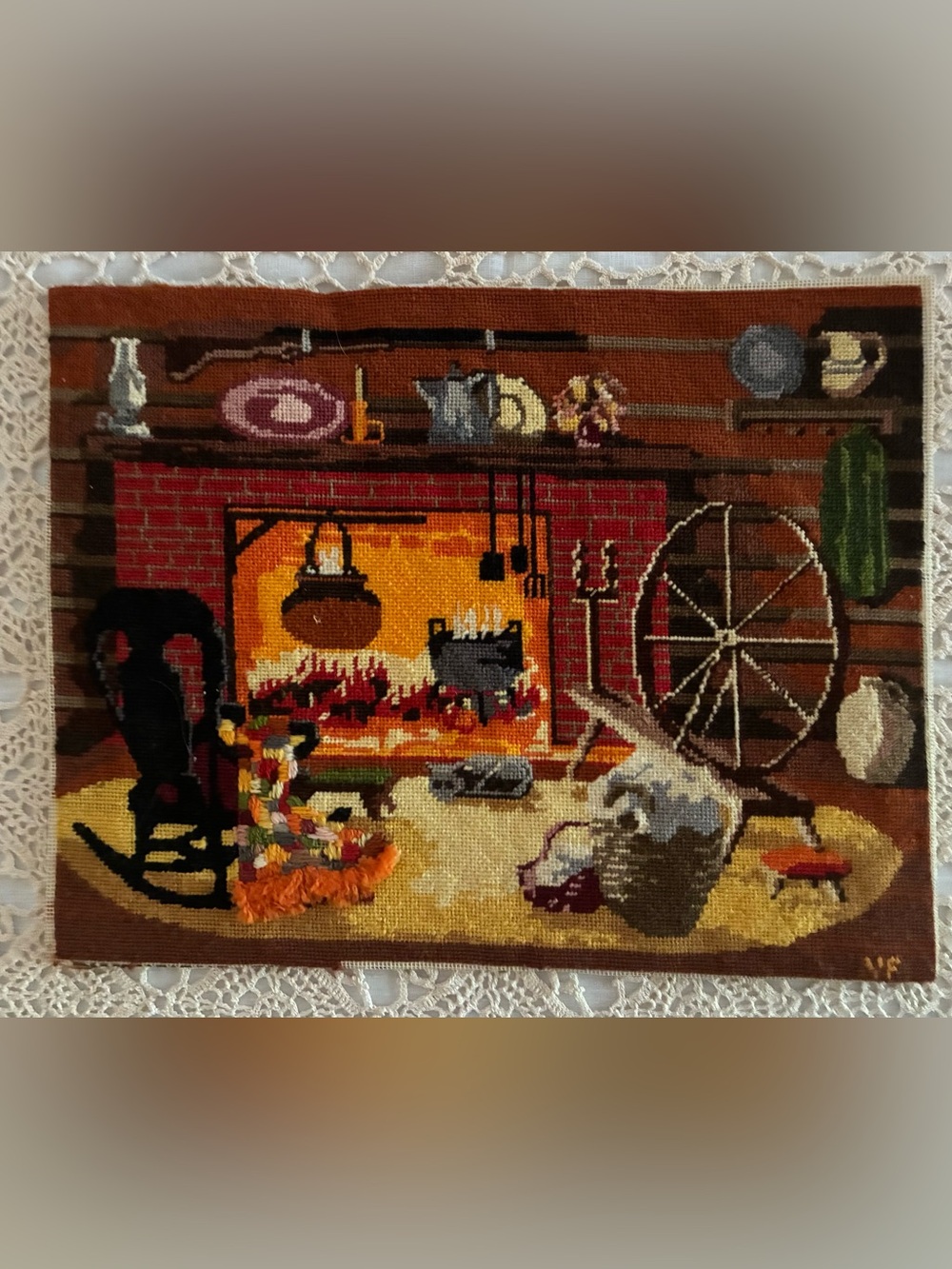 Vintage 80’s Cozy Cottage Needlepoint